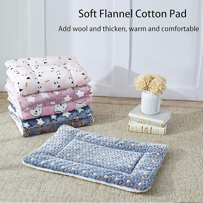 Cat Beds for Outdoor Cats:Flannel Cat Blanket for Indoor Cats,Self Warming Mat Soft and Comfortable,Crate Pads for Small Dog for Sleeping,Machine Washable (D, 13" x 18")