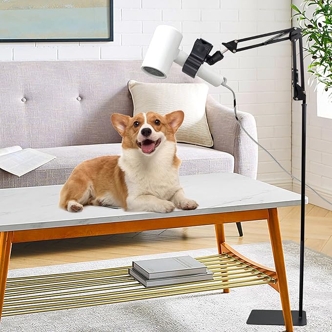 Hands Free Hair Dryer Stand, 68.9 inches/175 cm Height Adjustable 360° Rotating Blow Dryer Holder with Heavy Base, for Bathroom Vanity Makeup Room Salon