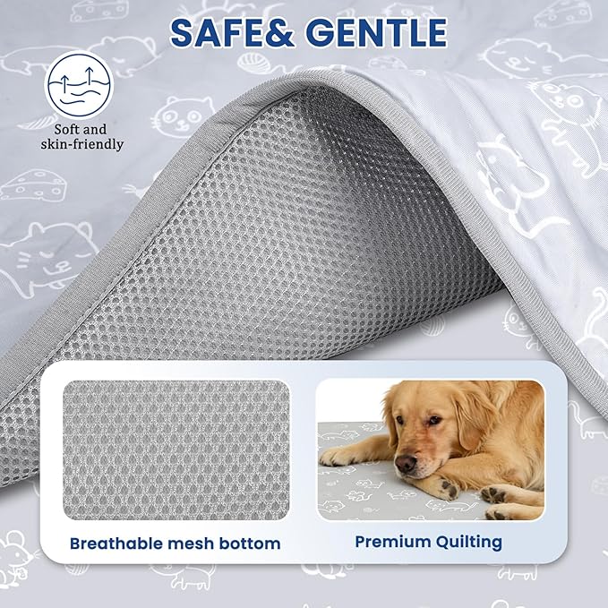 SUPRIY Dog & Cat Cooling Mat with Bandana - Pet Cooling Pad & Pet Scarf Set for Summer(QMAX>0.4) for Pet in Summer, Washable, Non-Toxic (Medium22.8 x34.6)