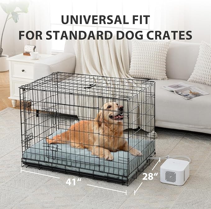 Pet Bed Cooling System, No Refrigeration or Chemical Gel Needed, Consistent Cold Water Pad, Machine Washable Bed, Ideal for Home and Crates (Cooling Green, 41" x 28")