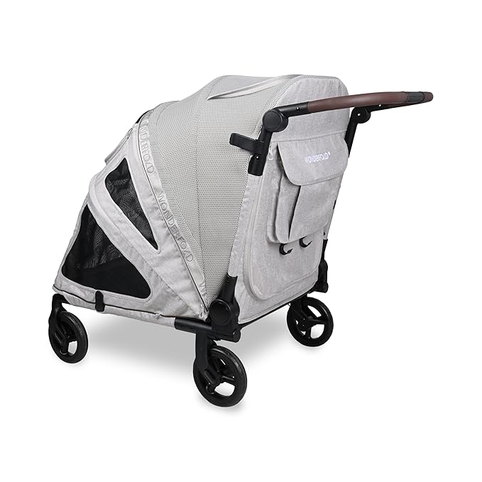 WonderFold PF Luxury FlatFold Pet Stroller Designed for Comfortable Elevated Everyday Walks - Gray, Large (Up to 99 lbs)