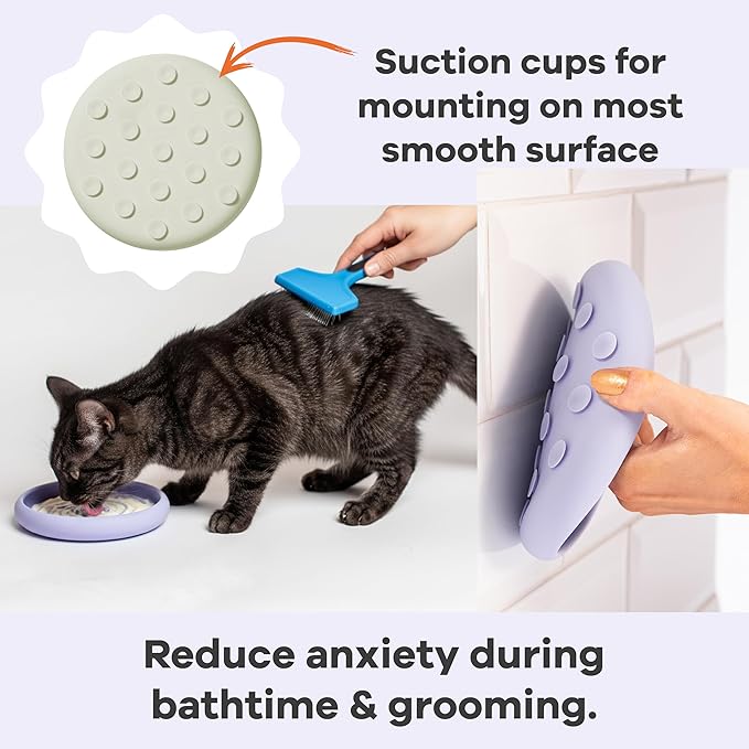 Awoo Lick Dish - Silicone Lick Mat + Slow Feeder for Cats & Small Dogs - Non-Slip Design with Suction Cups - Dishwasher Safe, Extends Mealtime, Reduces Anxiety (Sage)
