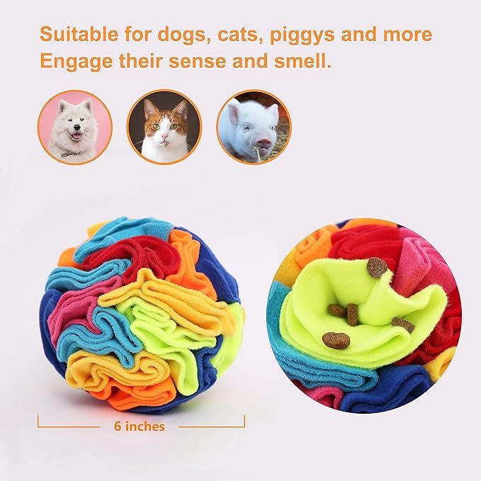 Ablechien Snuffle Ball and Rainbow Interactive Dog Snuffle Snake Puzzle Toy, Interactive Dogs Toys to Keep Them Busy, Puppy Dog Puzzle Toy with Storage Bag Machine Washable