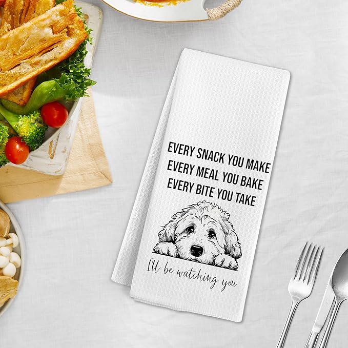 Funny Goldendoodle Gifts Kitchen Towels, Golden Doodle I'll Be Watching You Hand Towels, Golden Doodle Hand Dish Tea Towel for Kitchen Decor, Goldendoodle Gifts for Women Men, 16x24 Inch