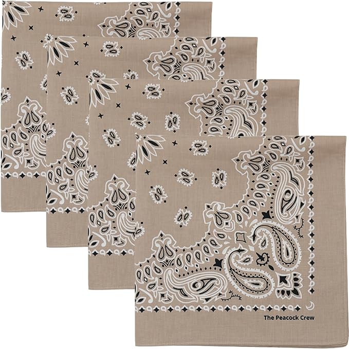 The Peacock Crew Premium Soft Cotton Bandanas Pack for Men and Women Paisley 22 x 22 inches