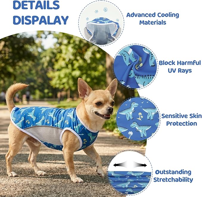 UPF 50+ Sun Protection Dog T-Shirt, 2 Pack Lightweight Sleeveless Dog Vest for Medium Large Dogs Boy – Reflective Strips, Quick-Dry Pet Apparel, Sports Fan Shirt P23ST00507XXXL