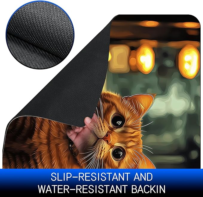 Dog Food Mat, 15.7" x 23.6" Absorbent Pet Feeding Mat for Food and Water, Waterproof Diatom Mud Pet Placemat with Non-Slip Rubber Backing, Easy Clean Cat Bowl Mat for Floors - City Lamp Cat