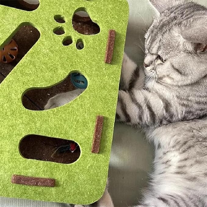 2026 New Cat Nail File Enrichment Box,Cat Scratch Puzzle Enrichment Box,Interactive Cats Toy with 3 Bell Balls for Indoor Cats Self Play,Encourages Hunting Instincts (G)