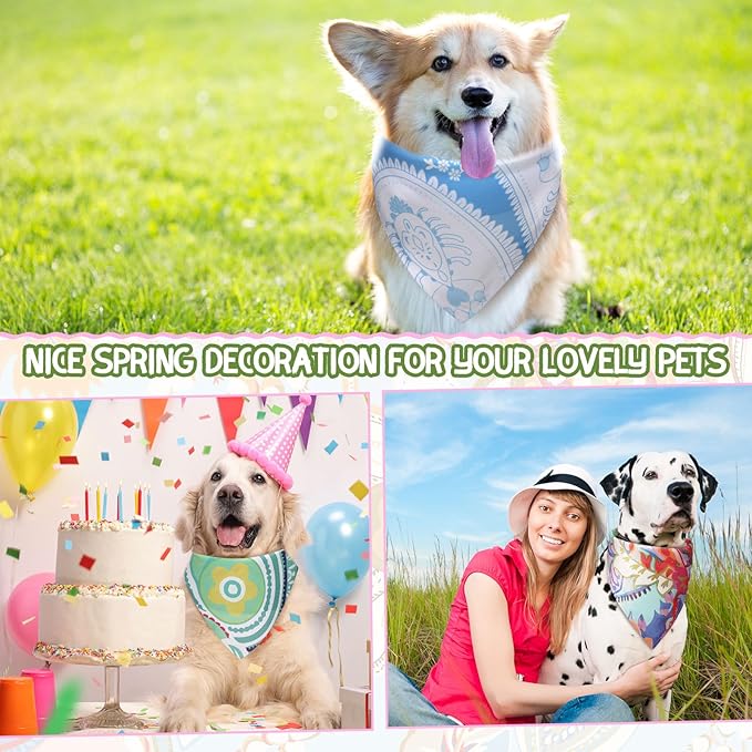 Huhumy 150 Pcs Paisley Dog Bandanas Bulk Pet Bibs Colorful Triangle Scarf Pet Paisley Bandanas for Medium Large Dogs Spring Summer Birthday Costume Decoration
