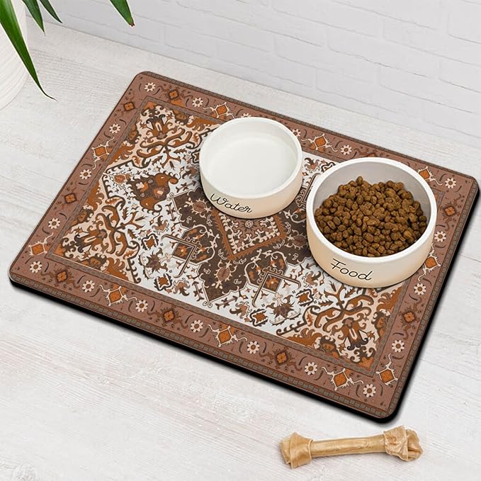 Pet Feeding Mat for Floors Waterproof Dog Mat for Food and Water Absorbent Quick Dry Non Slip mat for Cat Bowls