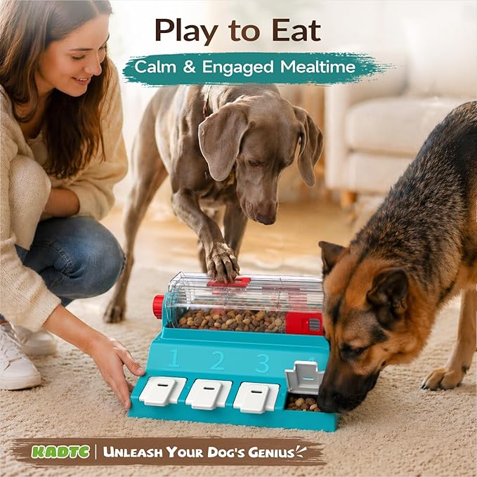 KADTC Dog Puzzle Toy, XL Size, 2 Levels of Challenge, Paw-Activated Rolling Treat Dispenser, Slow Feeder & Mental Stimulation for Medium/Large Dogs Enrichment Toys