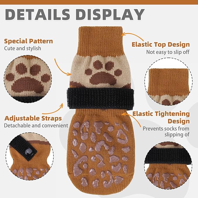 KOOLTAIL Dog Socks for Hot/Cold Pavement to Prevent Licking Paws Scratching,Anti Slip Pet Boots&Paw Protector for Hardwood Floors,Traction Control Grip Booties for Small Medium Large Senior Dogs L