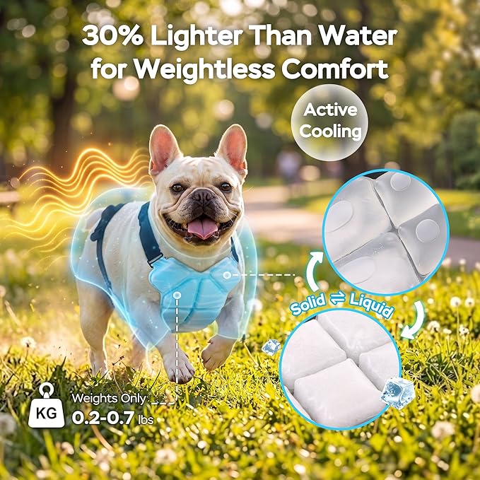 Cooling Vest, 30% Lighter Than Water Vests, Dry-Chill Lightweight Physical Gear (Prevents Over-Chilling), Adjustable Stretch Cords, dog cooling vest for Indoor Outdoor, Hot Weather, summer use(L)