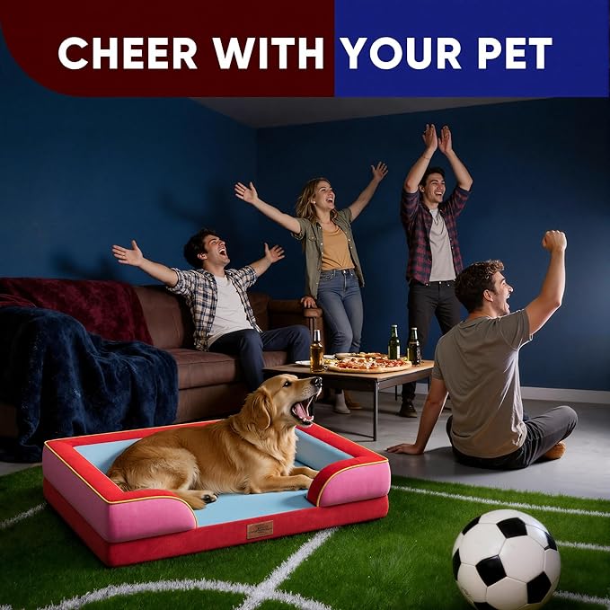 Comfort Expression Orthopedic Dog Bed for Extra Large Dogs 42x30 Inch, Waterproof Egg Crate Foam XL Pet Bed with Bolsters, Dog Couch with Washable Cover & Non-Slip Bottom, Los Angeles