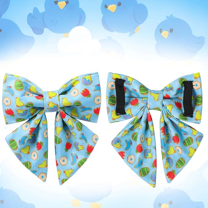 Easter Dog Collar with Bow Tie, Cotton Bunny Bowtie for Large Girl Boy Dog, Cute Rabbit Pet Collar with Metal Buckle, Gift, XL