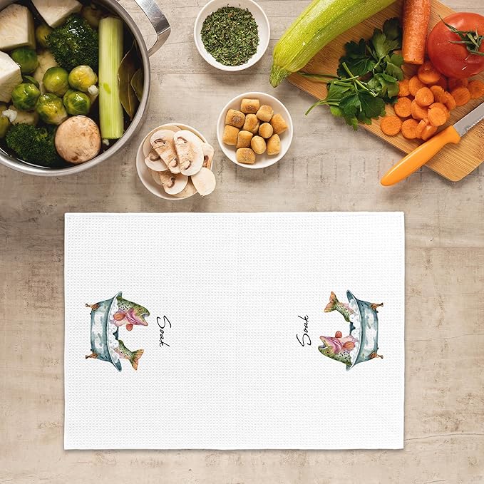 Funny Fish Hand Towels, Fish Gifts for Women Men Hand Towel for Bathroom Decor, Funny Soak Coastal Beach Sea Animal Decorative Towels for Washroom Restroom 16x24 Inch