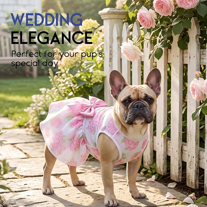ASENKU Dog Dress Pet Wedding Dress Princess Lace Puppy Birthday Party Outfit Formal Apparel Girl for Small Medium Dogs Cats (XL, Rose)