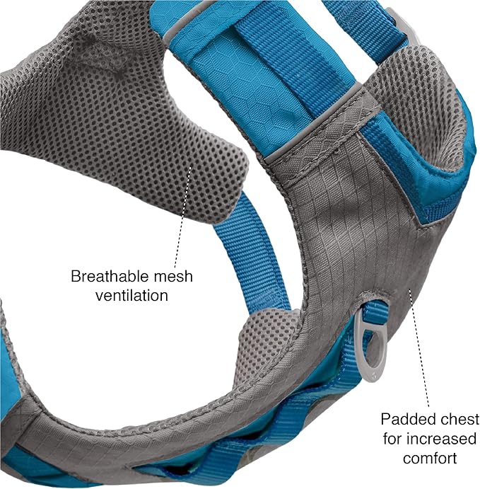 Kurgo Journey Air Dog Harness - Secure Fit for Active Dogs - Padded Chest - Lightweight Ripstop Fabric - Breathable Mesh - Reflective Trim - Back Assist Handle - Coral - Large