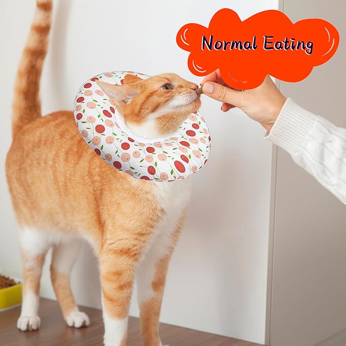 Seyezo Cat Cone Collar Soft, Adjustable Cat Recovery Collar for Small Medium Large Cats, Cute Donut E Collar After Surgery, Anti-Lick Recovery Elizabethan Collar for Kittens (Pink Cherry, Large)