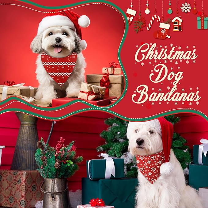 Abbylike 200 Pcs Dog Bandanas Bulk, Red & White Triangle Dog Kerchiefs for Small Medium Large Dogs, Reusable Pet Scarves for Groomers, Pet Shops, Parties & Photo Props, 25 Styles