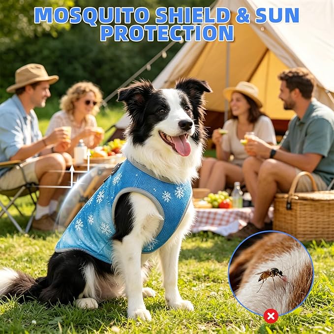 KOOLTAIL Dog Cooling Vest, Sun Protection Easy on off Cooling Pet Shirt Harness with Zipper & Leash Ring, Breathable Summer Quick Dry Clothes, Relief in Hot Weather for Small Medium Large Dogs, Blue M