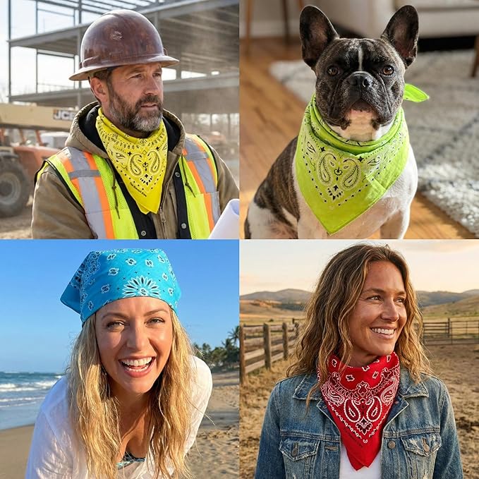 The Peacock Crew Premium Soft Cotton Bandanas Pack for Men and Women Paisley 22 x 22 inches