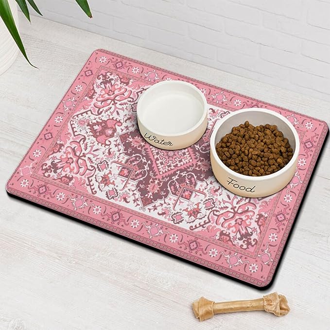 Pet Feeding Mat for Floors Waterproof Dog Mat for Food and Water Absorbent Quick Dry Non Slip mat for Cat Bowls