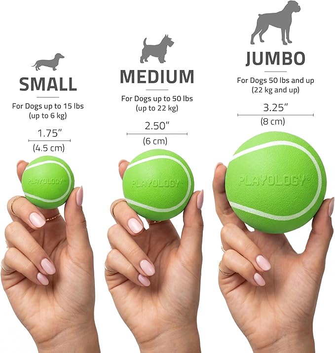 Playology Dog Toys | Squeaky Chew Ball for Dogs, Value 3-Pack | Sweet Potato Scented Small Dog Balls | Bouncy Floating Chew Toys for Fetch