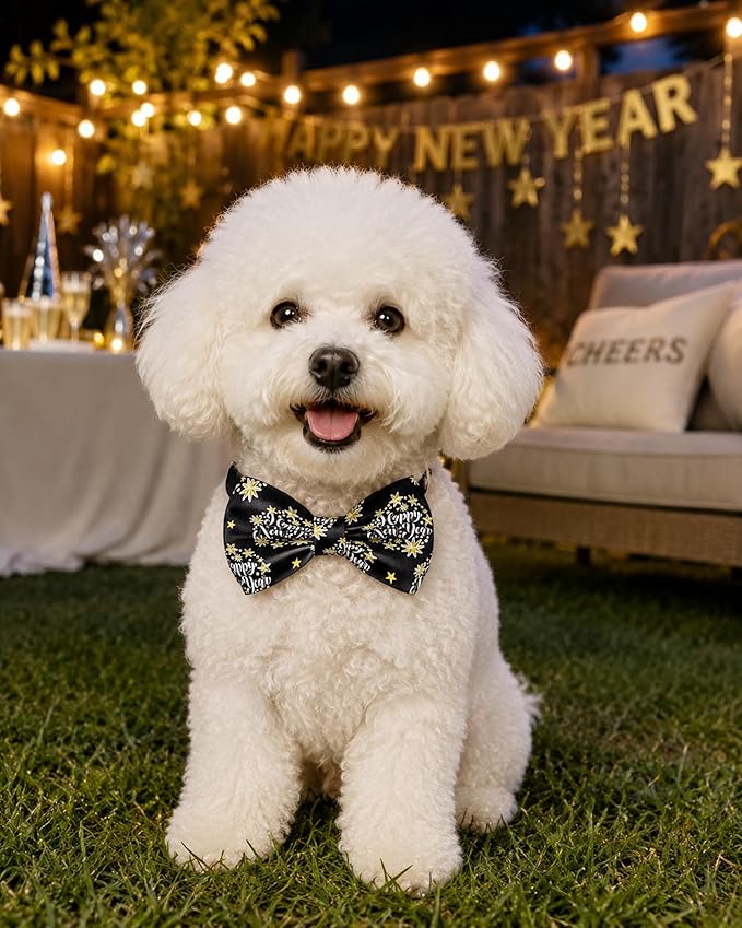 PET SHOW 10 Pack Holiday Small Dog Bow Ties Sliding Collar Attachments Puppy Cats Festival Bowties for Medium Dogs Fall Winter Bowknots Birthday Party Pet Grooming Accessories(Small)