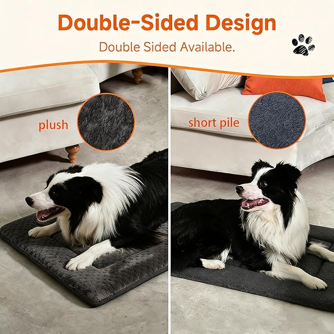 Dog Bed Pet Bed Mat 22" x 13" Plush Breathable Washable Dark Gray Dog Sleeping Mat
