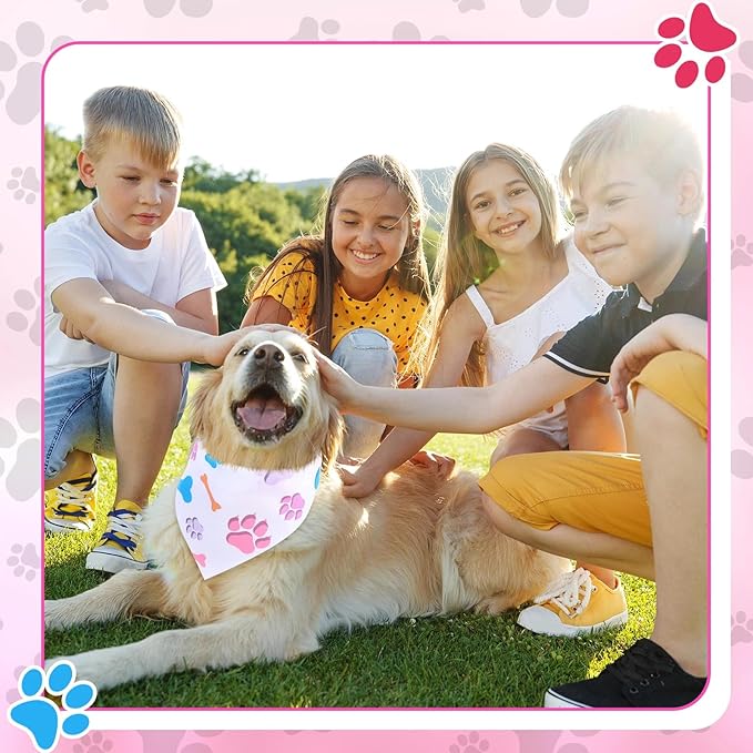 Abbylike 50 Pcs Paw Print Dog Bandanas Bulk Cute Footprint Bandanas for Dogs Triangle Kerchief Bib Scarf for Pets National Dog Day Party Costume Photo Props Accessories Pet Shops (25.6 x 17.7 x 17.7)