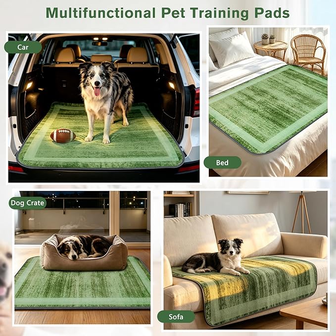 Washable Pee Pads for Dogs and Cats, 2 Pack Absorbent Thick Reusable Training Dog Pet Puppy Pads, Waterproof & Non-Slip Whelping Pads for Potty Training, Whelping, Playpen, Crate, Prevents Leakage