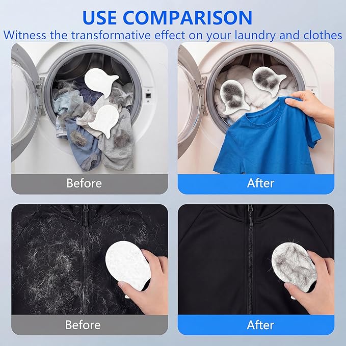 Pet Hair Remover for Laundry,Reusable Dog & Cat Hair Catcher for Washing Machine & Dryer,Effectively Removes Fur,Lint and Dander from Bedding,Clothes(8Pcs White)