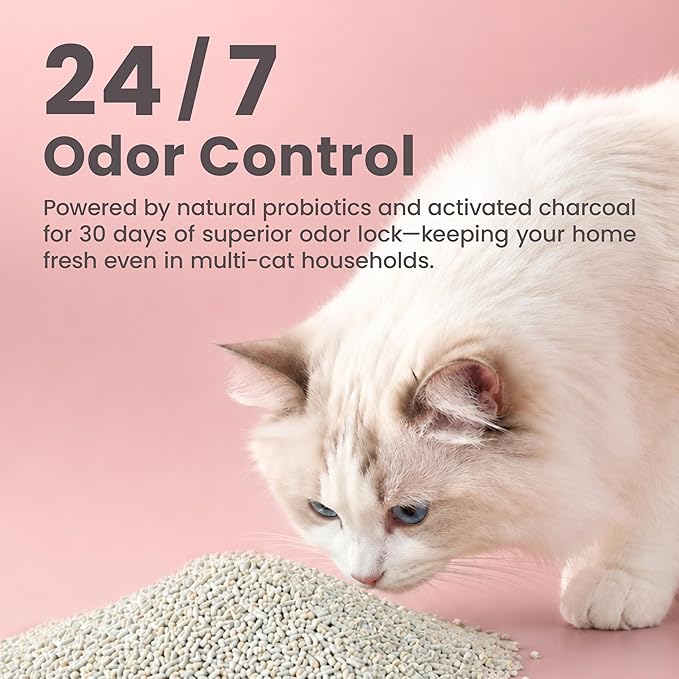 Lady N Pellet Tofu Cat Litter, Strong Clumping Ultra Absorbent, Dust-Free Low Tracking, Enviro-probiotic and Activated Carbon for Odor Control 9lb (1 Pack Unscented)