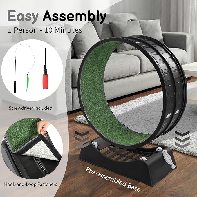 Outvita Cat Exercise Wheel for Indoor Cats, 31.5" Cat Treadmill with Detachable Carpet ＆ Locking Mechanism, Cats Running Wheel Helps Cats to Lose Weight and Keep Health, Easy Assembled (Black)