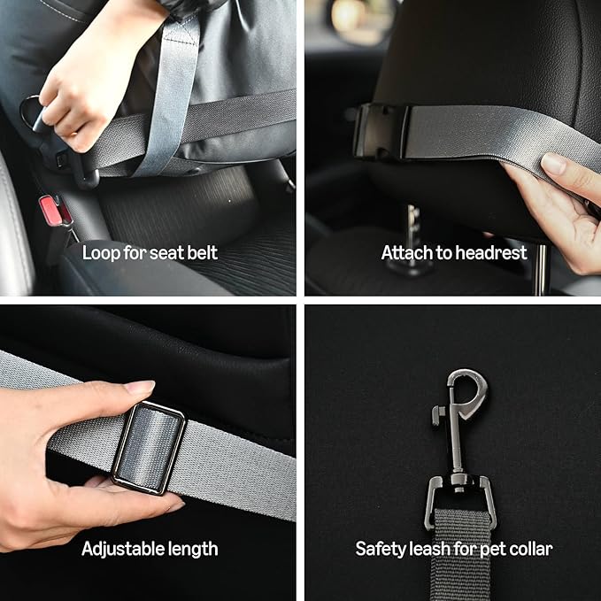 Amazon Basics Dog Car Seat, Pet Booster for Small-Medium Dogs with Leash & Washable Cover, Black