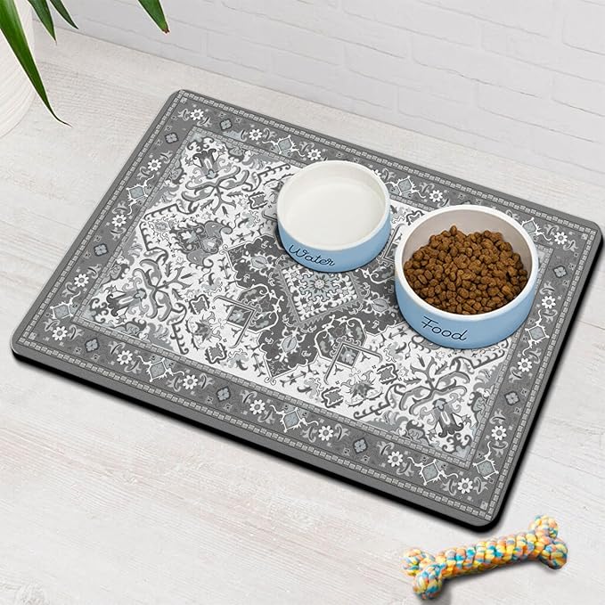 Pet Feeding Mat for Floors Waterproof Dog Mat for Food and Water Absorbent Quick Dry Non Slip mat for Cat Bowls