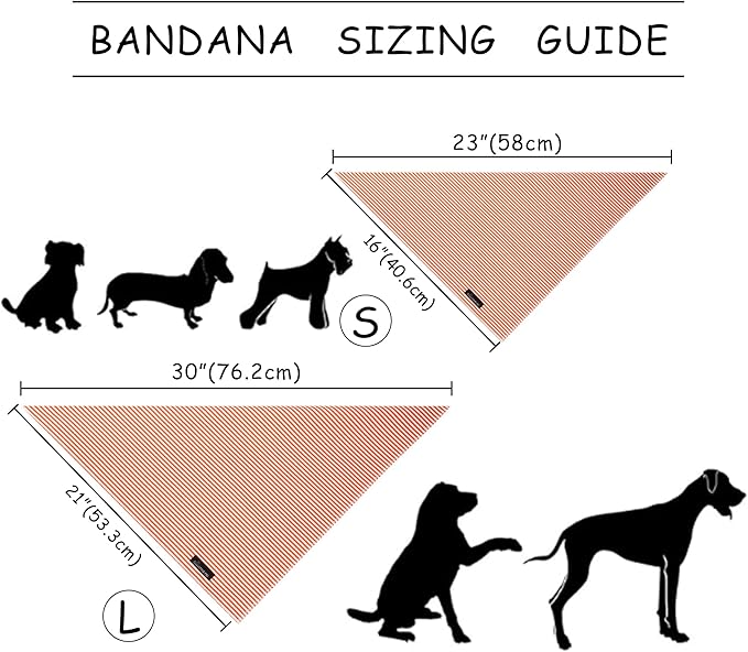 ARING PET Stripe Dog Bandanas, Cute Orange Pet Bandana Scarf Triangle Bib for Small Medium Large Boy Girl Dogs Cats, Puppy Kerchief for Daily Wear Walks Party Photos-L