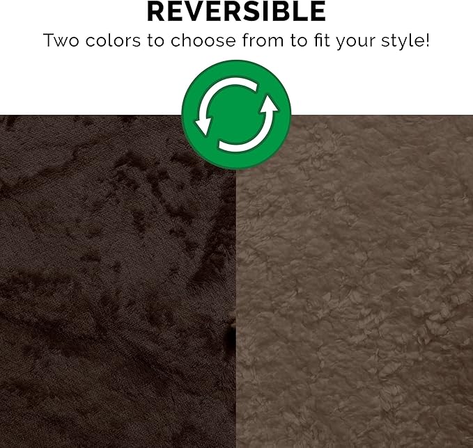 Furhaven Waterproof & Self-Warming Throw Blanket for Dogs & Indoor Cats, Washable & Reflects Body Heat - Soft-Edged Terry & Sherpa Dog Blanket - Espresso, Large