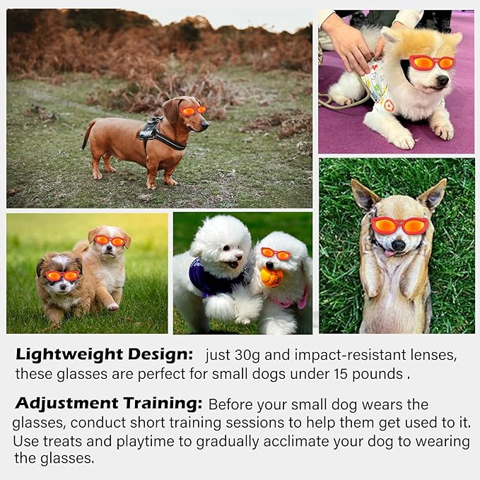 Dog Goggles Small Breed, UV/Wind/Dust/Fog Protection Pet Sunglasses with Adjustable Strap,Outdoor Dog Sunglasses for Small Dogs,Easy Wear
