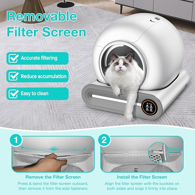 [Only for small-grained cat litter](small diameter) Cat Litter Filter Replacement Part for 65L+9L automatic Litter Box, Litter Accessory [Only Compatible with Orders Purchased After December 23, 2025]
