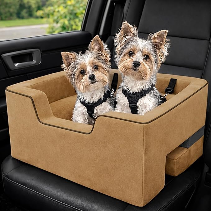 Pet Gear Lookout Booster Car Seat, Removable Comfort Pillow, Safety Tether Included, Installs in Seconds, No Tools Required, Large - 22", Sand Dune