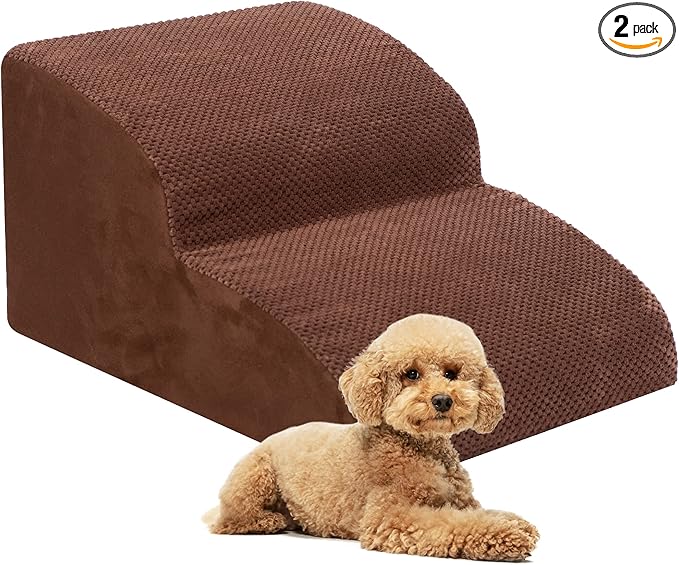 Dog Stairs for Small Dogs, High Density Foam Dog Ramp, Extra Wide Non-Slip Pet Steps for High Beds Or Couch, Soft Foam Doggie Ladder for Dogs Injured, Older Pets, Small Cats