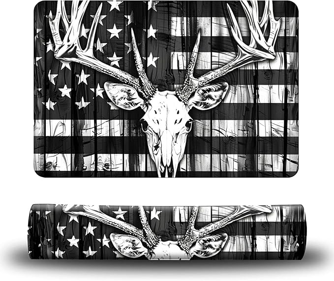 Dog Food Mat, 19.6" x 23.6" Absorbent Pet Feeding Mat for Food and Water, Waterproof Diatom Mud Pet Placemat with Non-Slip Rubber Backing, Cat Bowl Mat for Floors - Grey National Flag Deer