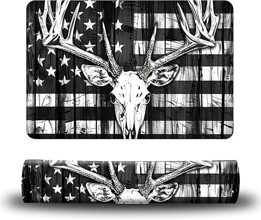 Dog Food Mat, 19.6" x 23.6" Absorbent Pet Feeding Mat for Food and Water, Waterproof Diatom Mud Pet Placemat with Non-Slip Rubber Backing, Cat Bowl Mat for Floors - Grey National Flag Deer