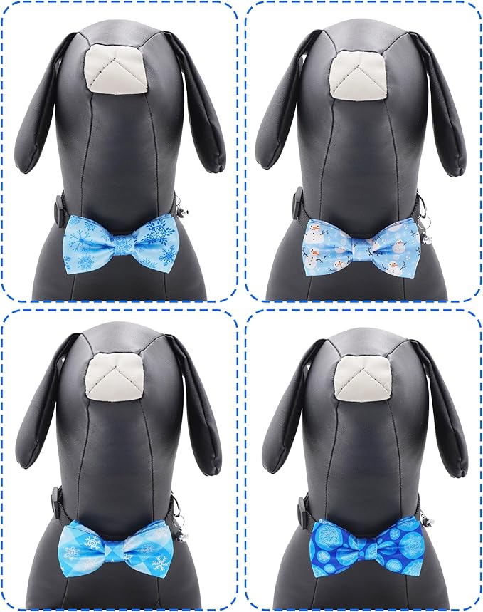 PET SHOW 10 Pack Winter Small Dog Bow Ties Sliding Collar Attachments Puppy Cats Snowflake Bowties for Medium Dogs Snowman Bowknots Holiday Party Pet Grooming Accessories(Small)