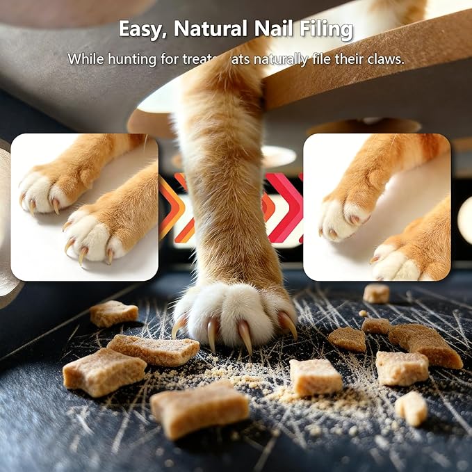 Cat Nail File Scratcher, Cat Claw Saver Box with Replaceable Sandpaper, Stress-Free Nail Care, Interactive Maze Scratcher with Bell Ball for Indoor Cats