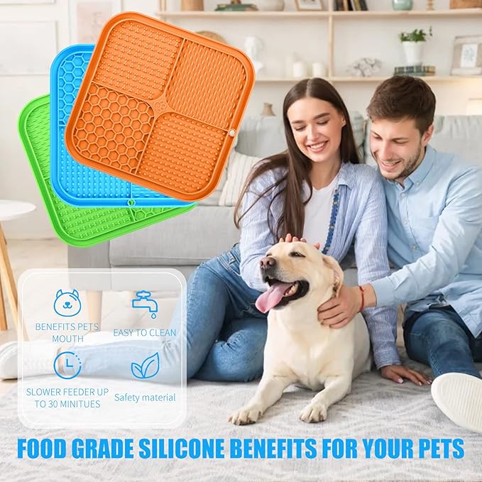 Honomastry Lick Mat for Dogs, Premium Lick Pad with Suction Cups for Dog Anxiety Relief, Slow Feeder Dog Bowls, Bathing, Grooming and Training.
