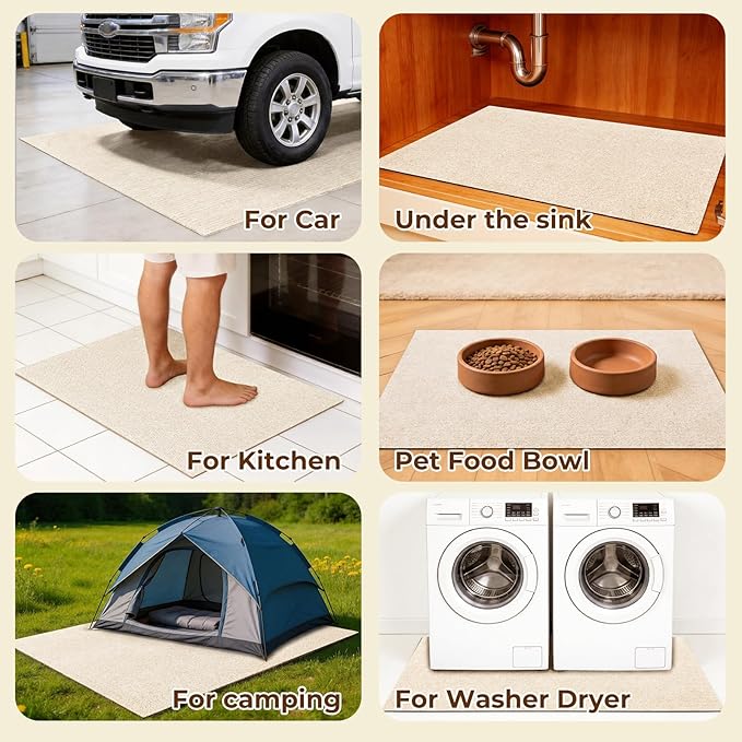 Dog Crate Mat, 29 in x 50 in Dog Playpen Mat Extra Large Liner for Under Dog Crate Cages, Absorbent Urine, Puppy Pee Pad Reusable Washable Floor Protector Waterproof Non-Slip Cream White