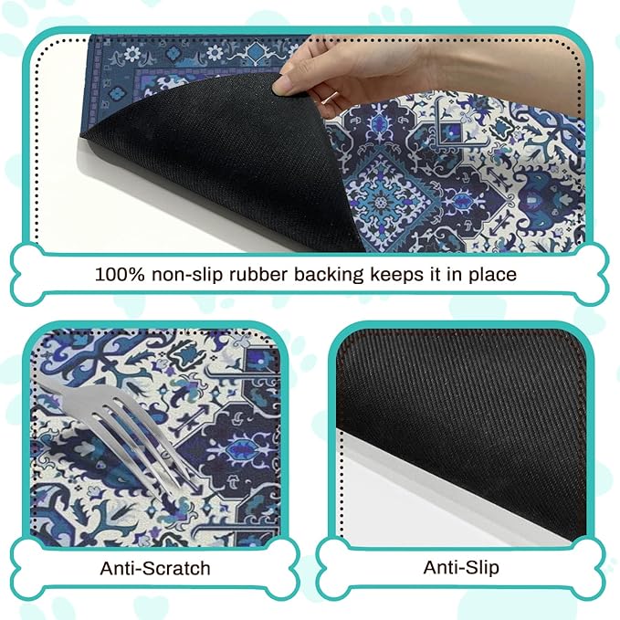 Pet Feeding Mat for Floors Waterproof Dog Mat for Food and Water Absorbent Quick Dry Non Slip mat for Cat Bowls